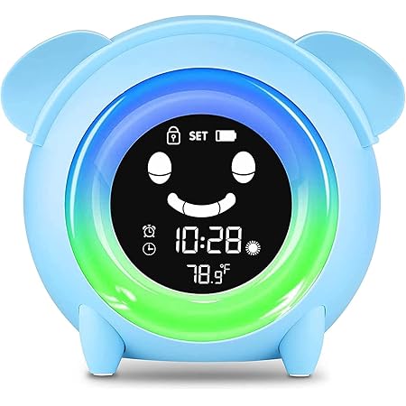 Amazon Co Jp デジタル目覚まし時計 子供用 幼児 睡眠トレーニング時計 ナイトライト 睡眠音 昼寝タイマー 屋内温度 子供用目覚まし時計 女の子と男の子用 赤 ライトグリーン ライトクロック ホーム キッチン