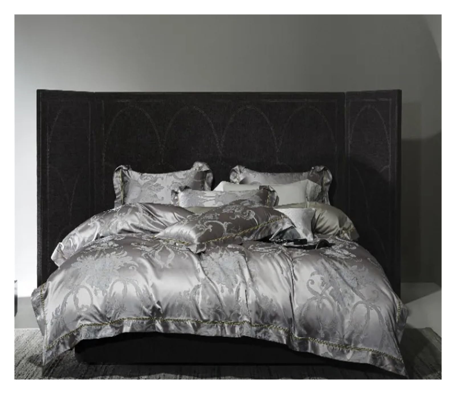 Sbcgfy D 1000Tc Cotton Silk Satin Jacquar Bedding Sets 106''X90''An 90'X90''Us Size Uvet Cover Be Linen Pillowcase 4Pcs,Cotton Uvet, Queen, Zq-11042,-Queen