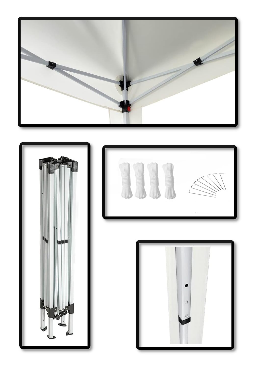 Gazebo Pieghevole Impermeabile Bianco 3x2m Telo PE 160g/mq con Borsa
