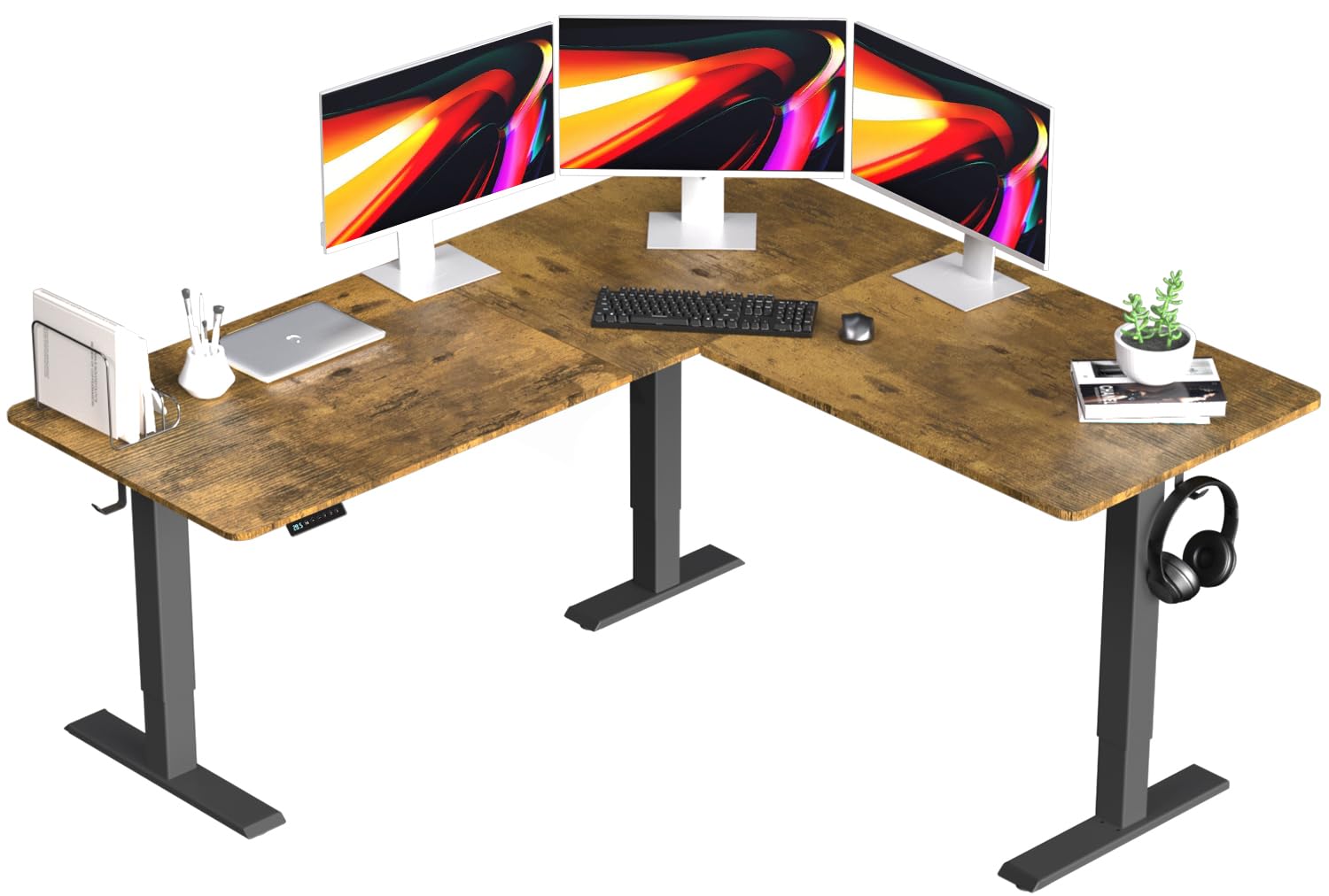 ExaDesk Upgrade Version 63 * 55 inch L Shaped Electric Adjustable Height Standing Desk, Corner Stand Up Desk, Sit Stand Computer L Desk for Gaming Office