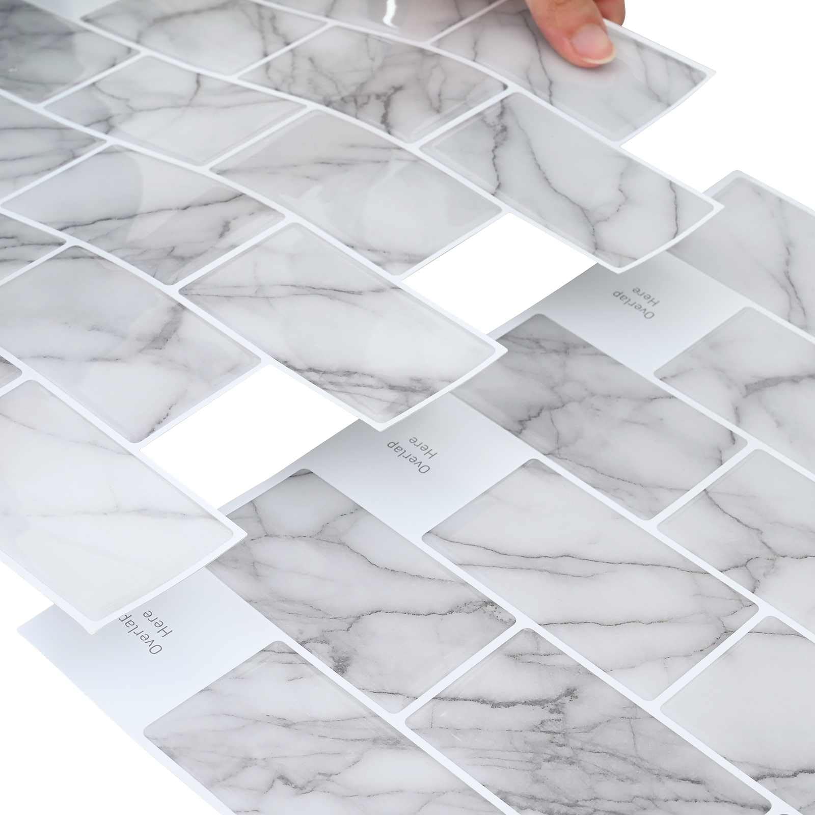 Azulejo de metro 50 piezas blanco mármol 30 x 30 cm autoadhesivo poliuretano PET para baño cocina diseño moderno diseño creativo espacio
