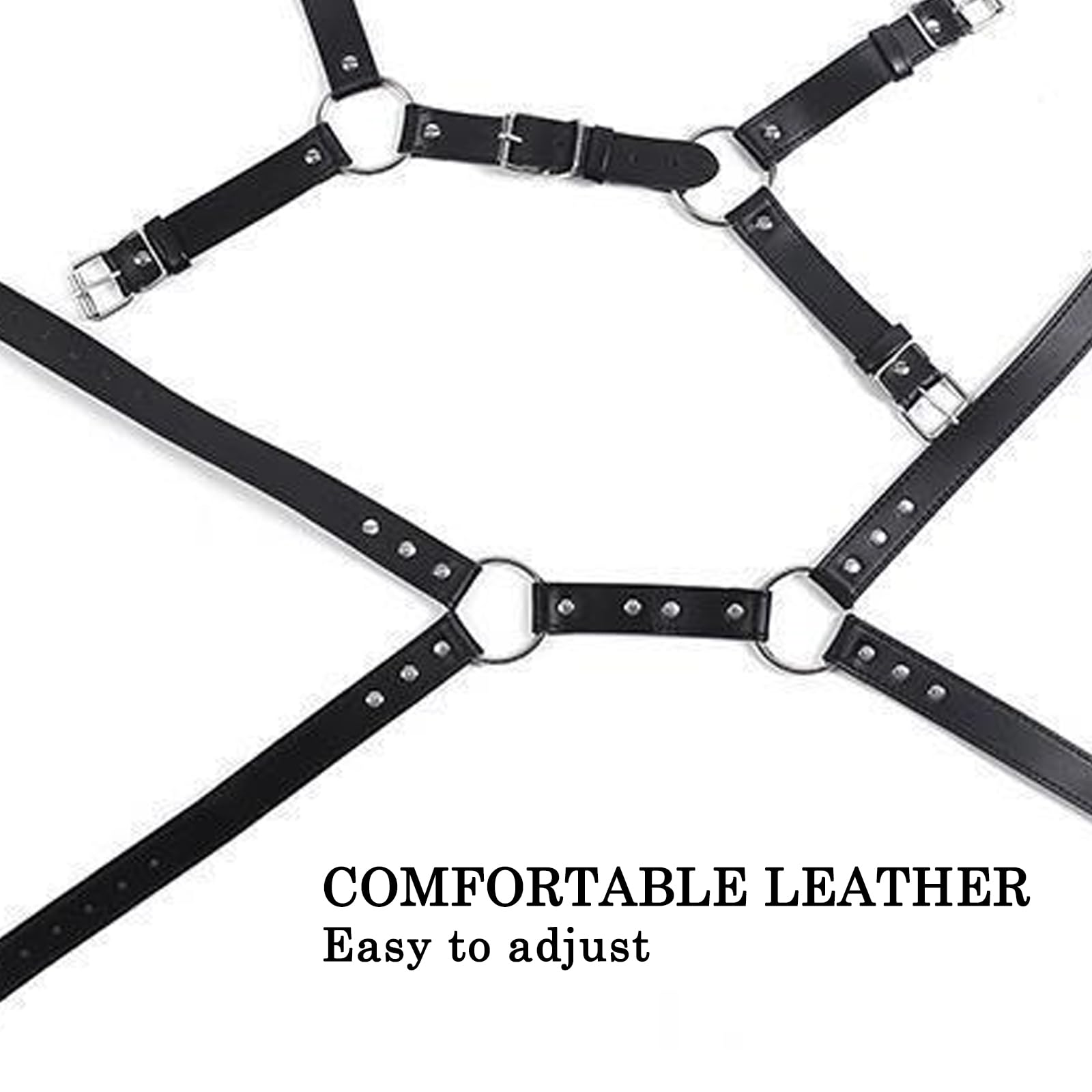 BDSMJOY Arnés de cuero hombre, arnés fetiche para hombres gay, arnés bondage, ropa interior sexy gay para hombre, conjunto BDSM, ropa fetiche, lencería erótica para hombres (A)