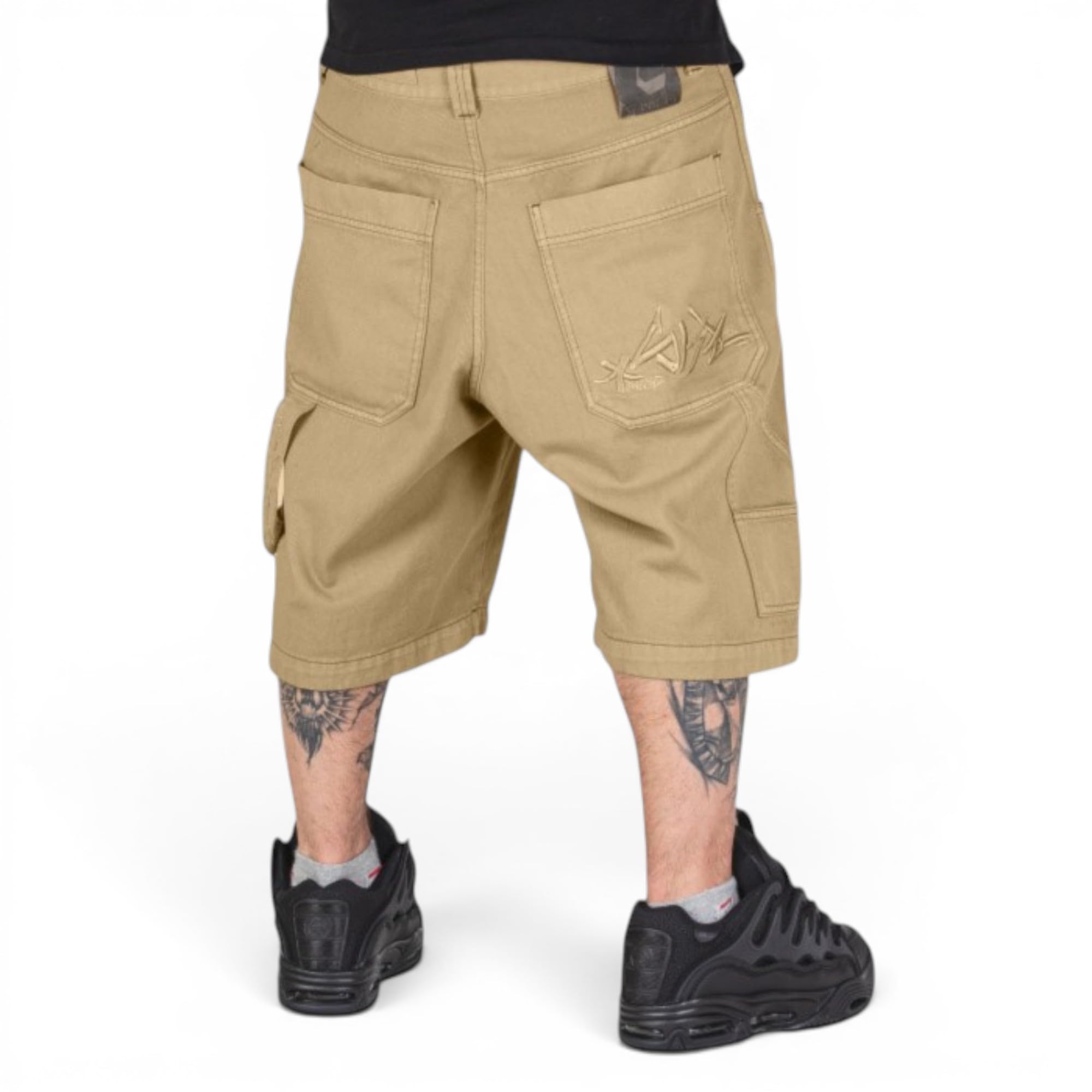 Bermuda Baggy Uomo Oversize – Cotone Bull Artigianale – Stile Streetwear Hip Hop Rap Skate – Colore Sabbia – Made in Italy