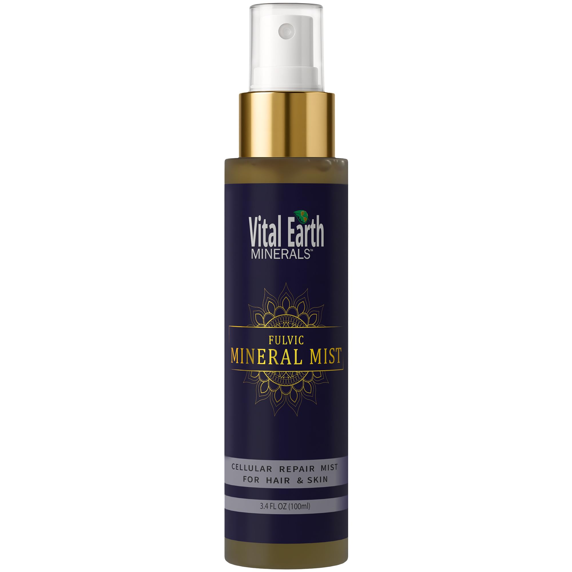 Vital Earth Fulvic Mineral Facial Mist, Travel-Friendly – Anti-Aging Face & Hair Spray for Cellular Renewal & Hydration, 3.4 Oz