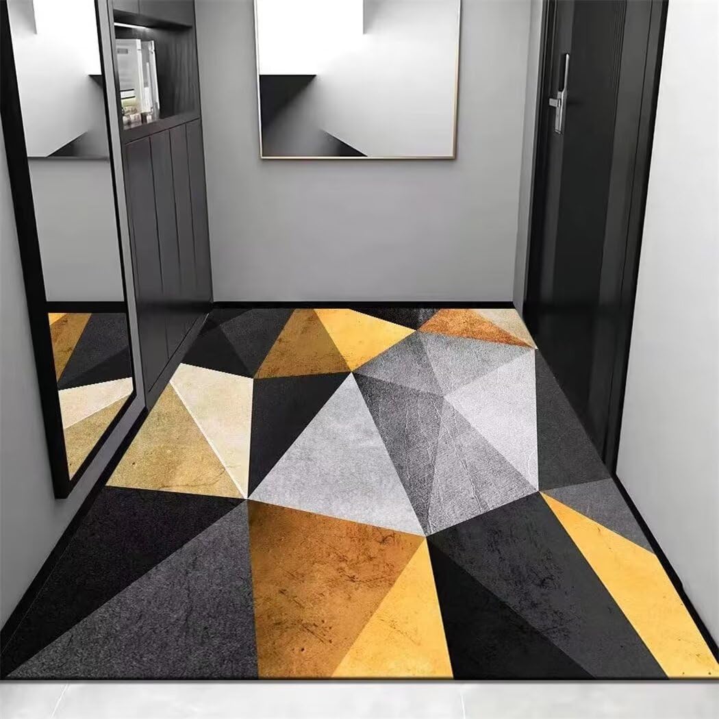 Tapis pour chambre fille jaune et gris doux antidérapant 120x160