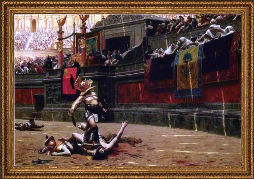 Art Oyster Jean-Leon Gerome Pollice Verso (Also Known as Thumbs Down) - 18.05" x 27.05" Framed Premium Canvas Print