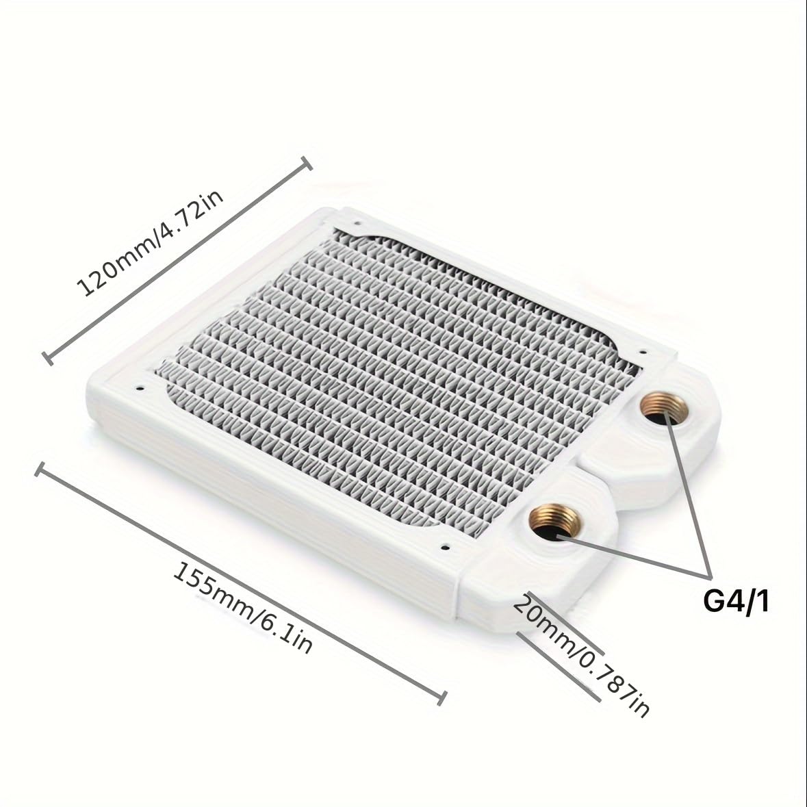 Generic Radiatore per PC da 20 mm di spessore, sistema di raffreddamento a liquido, doppia filettatura G1/4 per raffreddamento ad acqua del computer, bianco (360 mm)