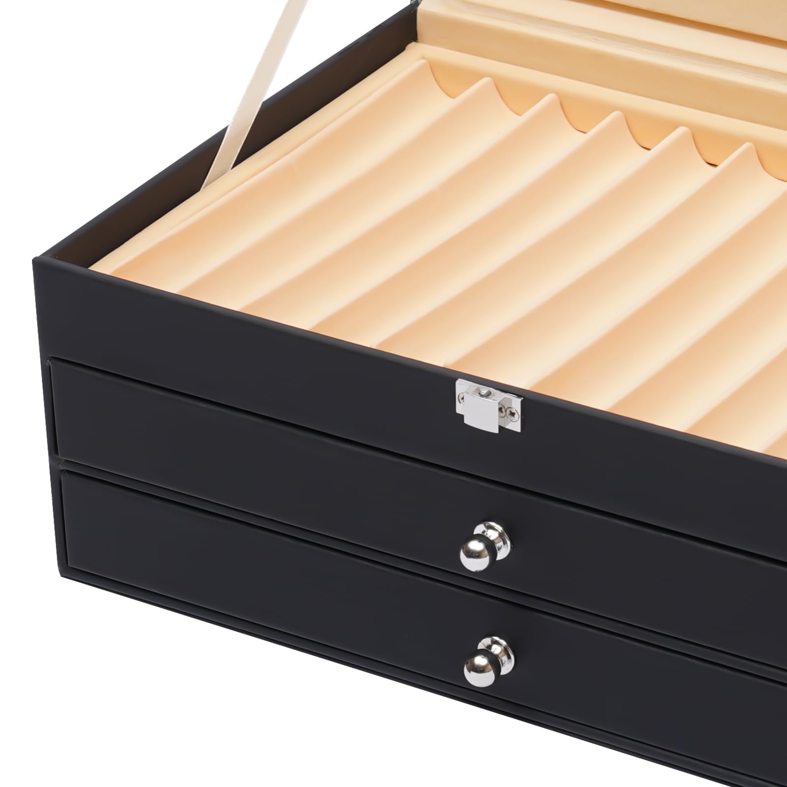 Caja expositora para pluma estilográfica, piel sintética, caja de almacenamiento, caja de almacenamiento, caja de madera (36 ranuras, negro)