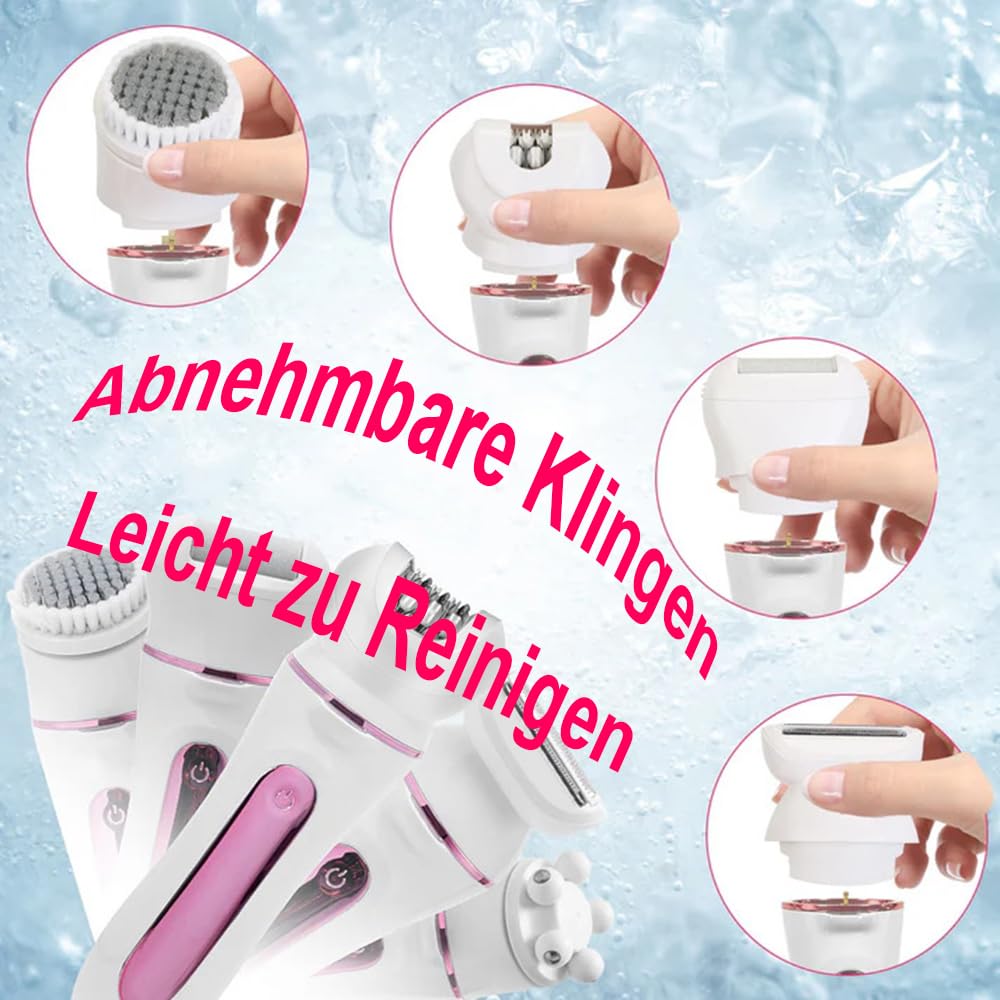 osmo-s epiluxe epilierer Haarentferner mit 6 Zubehörteilen – kabelloser Epilierer für glatte Haut, für trockene & nasse Anwendung