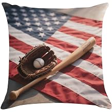 Baseball Glove and Bat Square Cushion Cover