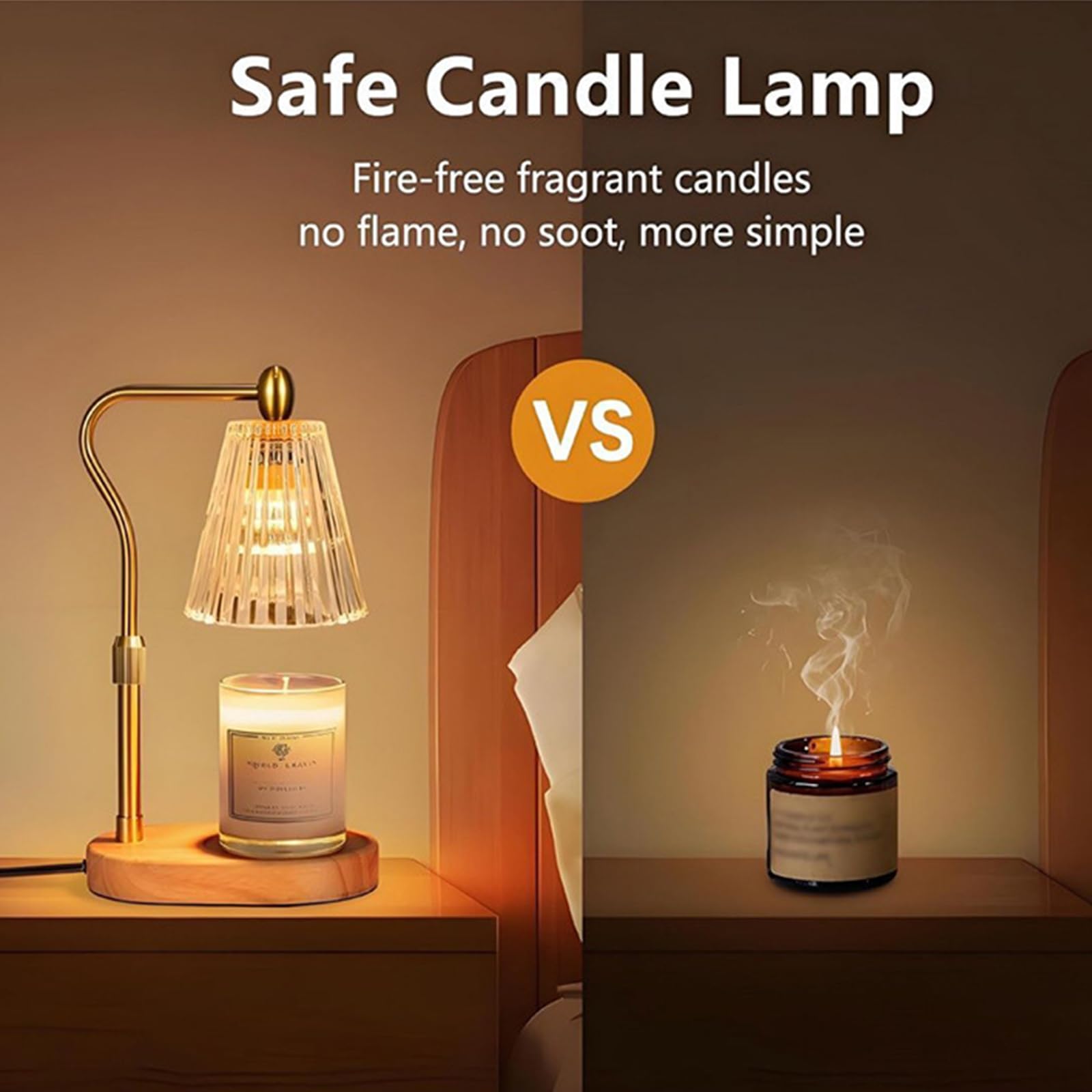 Lampe chauffante à bougie avec minuterie, sans flamme et parfumée