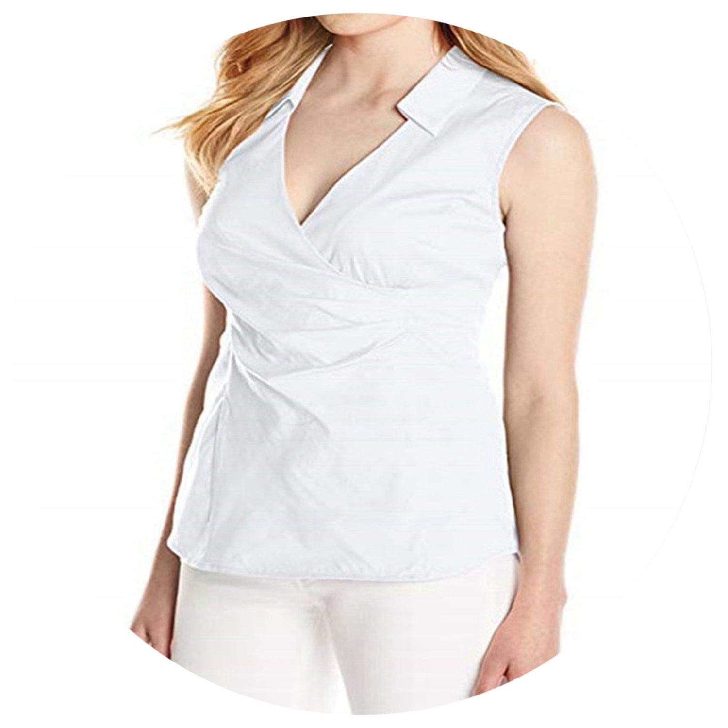 Women T Shirt Summer Women V Neck Sleeveless Loose Shirt New Shelves Cross Ruched Solid Tops Femininas de verao 2019