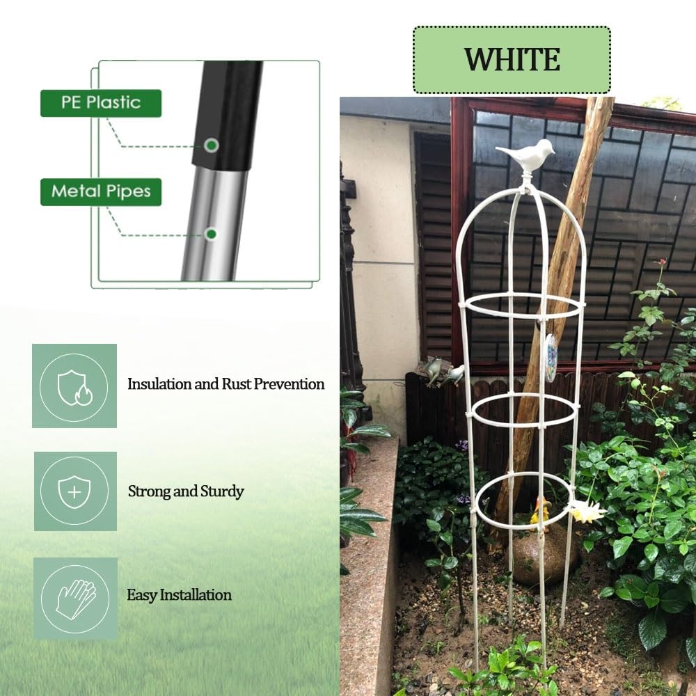Obélisque de Jardin en Métal pour Plantes Grimpantes Φ21/25/31/35cm Tuteur de Jardin Haut 120/150/160/180/190cm Treillis d'Obélisqu Grow Cage (Color : White, Size : 31x180cm(12.2x71in))