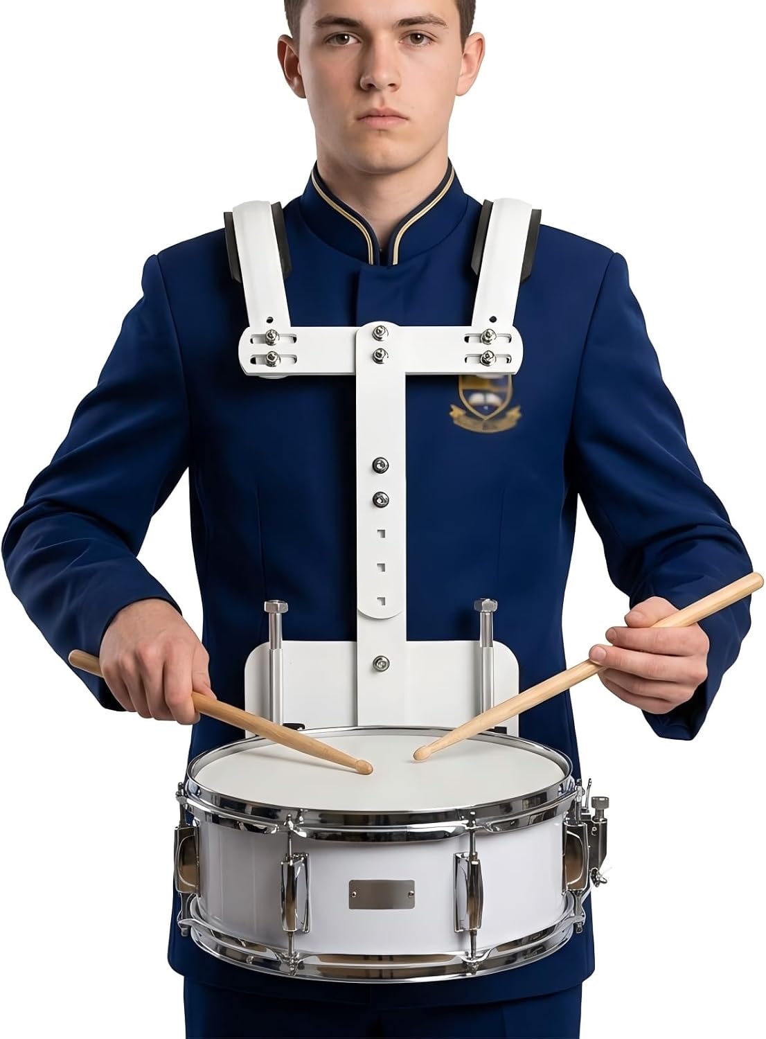 ARTIBETTER Adjustable Marching Snare Drum Carrier - Aluminum White Frame