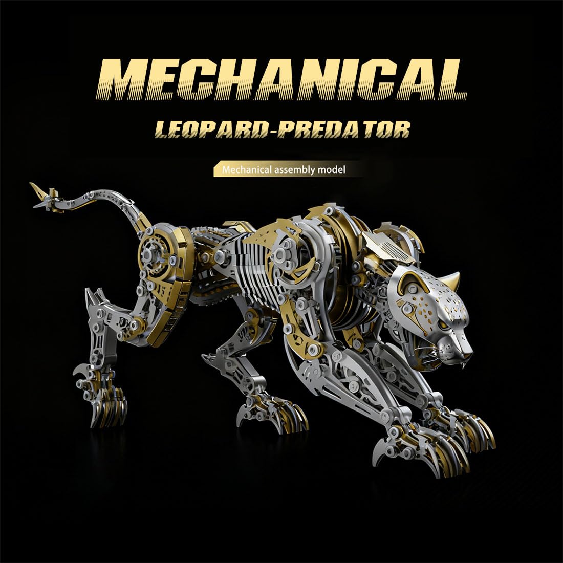 Puzzle 3D in metallo per adulti, modello leopardato meccanico 3D completamente in metallo, kit con arti e coda dinamiche, ideale per regali e decorazioni (506 pezzi/oro)