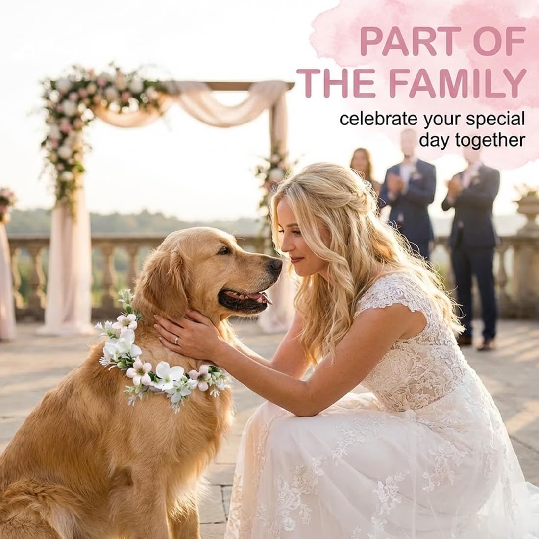 1 Pezzo Collare di Fiore per Matrimoni per Cani, Ghirlanda di Nozze Cane, Accessori Papillon Cane Coroncina Compleanno