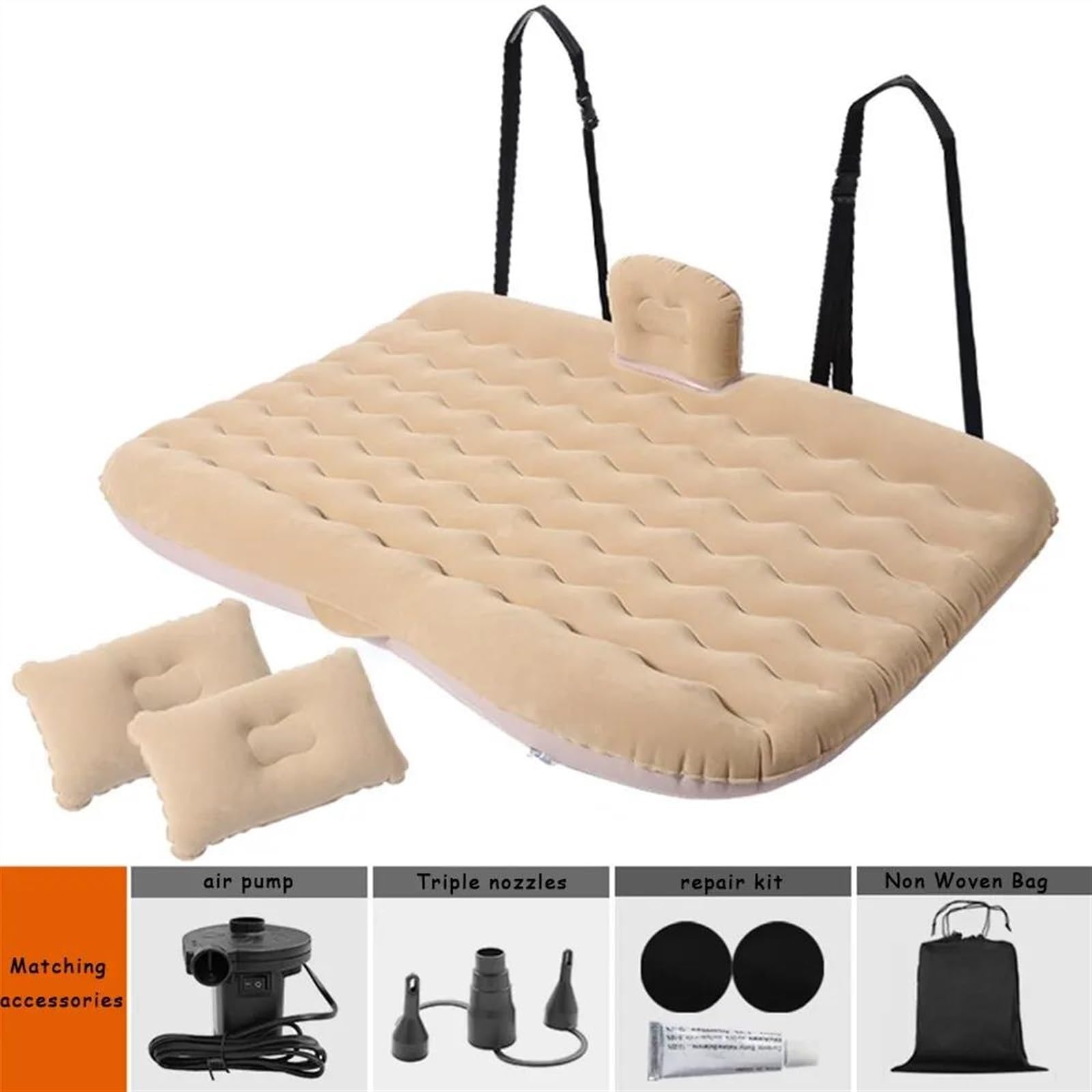 Colchoneta Hinchable Coche 1 Juego De Cama Inflable Universal Para Viaje En Coche, 80x130cm, Asiento Trasero Coche Colchón Para Maletero Almohada Cama De Aire Para Viajes Camping, Salida Familiar(colo