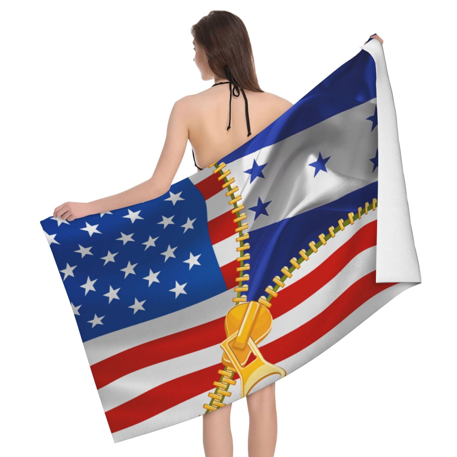 HLBSDM Microfiber America Flag and Honduras Flag Beach Towel Quick Dry Soft Sand Free Beach Towels for Pool Swim Beach Lightweight Thin Towels