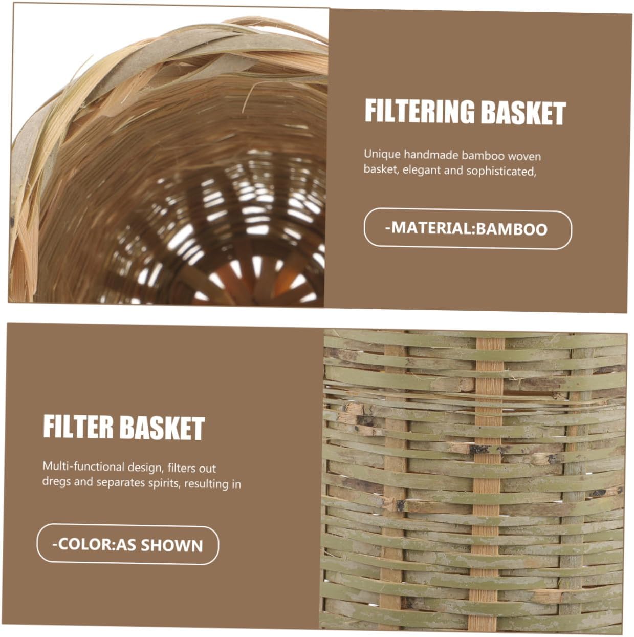 COLLBATH Handmade Bamboo Wine Filter Basket Portable Beer Filter Basket Multi-use Bamboo Tool for Sediment Removal