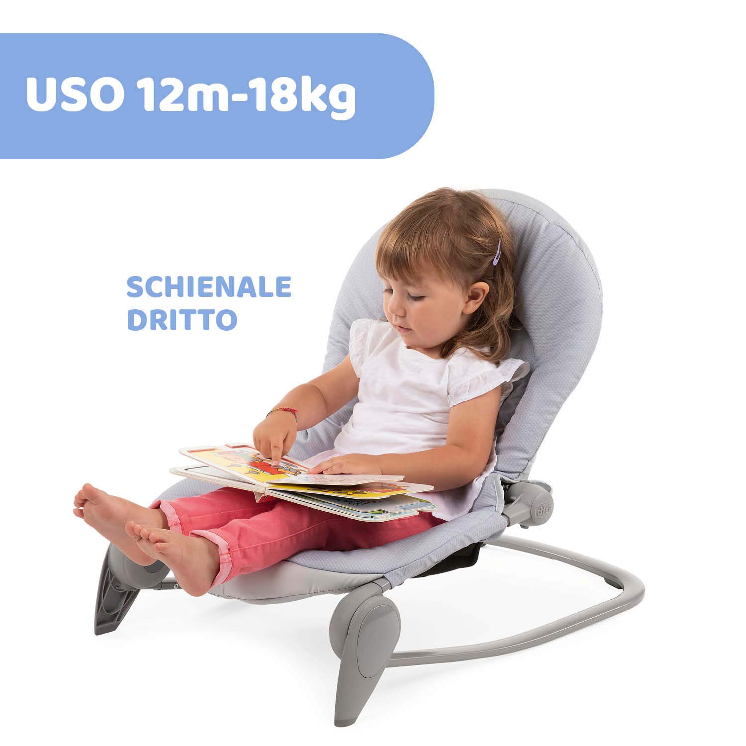 Chicco Balloon Sdraietta Neonati e Bambini Evolutiva 0 M-18 kg, Funzioni Dondolo e Poltroncina, Schienale Reclinabile, Chiusura Compatta, Vibrazione, Gioco Elettronico Interattivo, Luci e Suoni