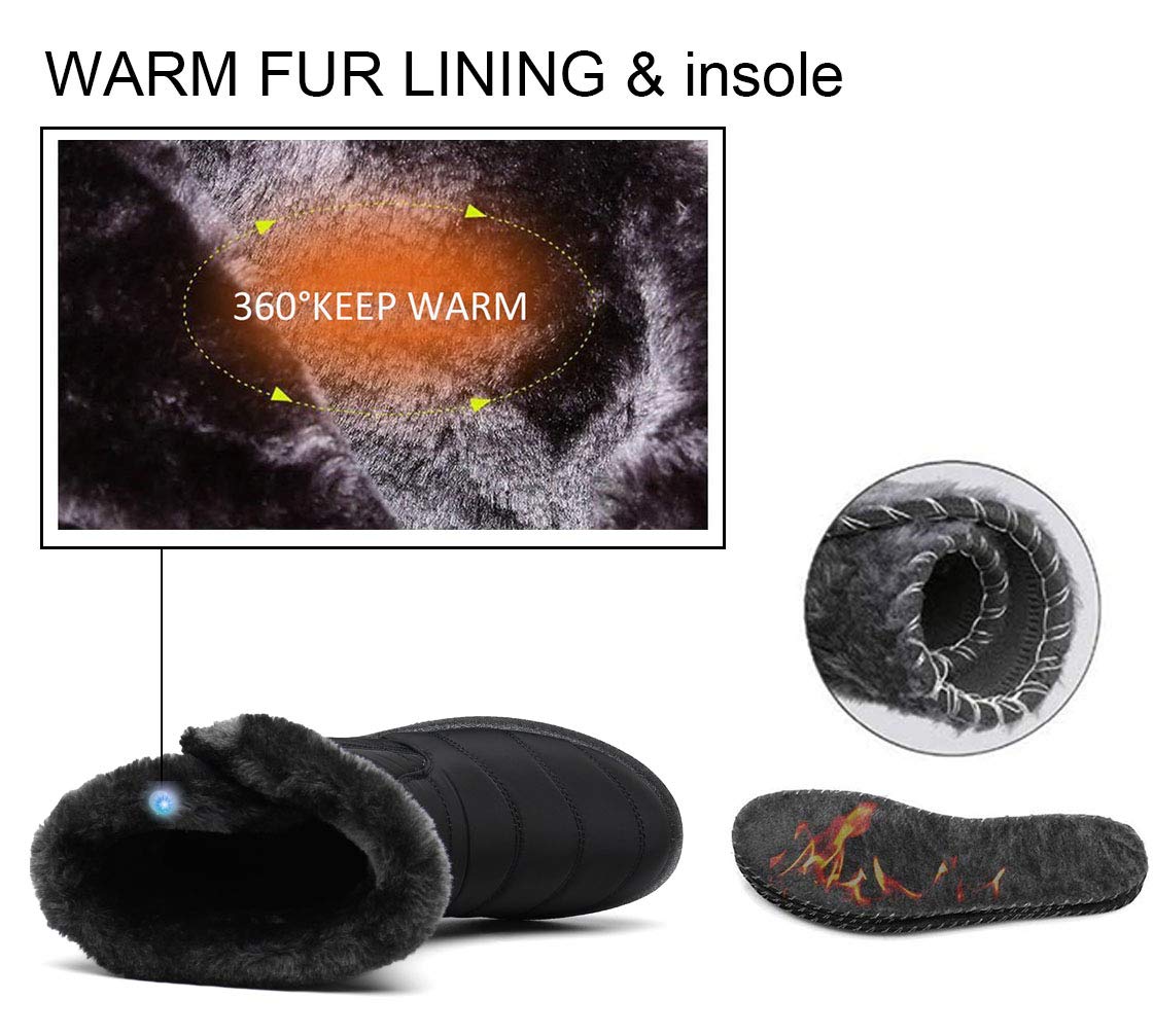 Hsyooes Stivali Donna Invernali Stivaletti Moda Stivali da Neve Foderato Caldo Scarpe da Inverno Impermeabili