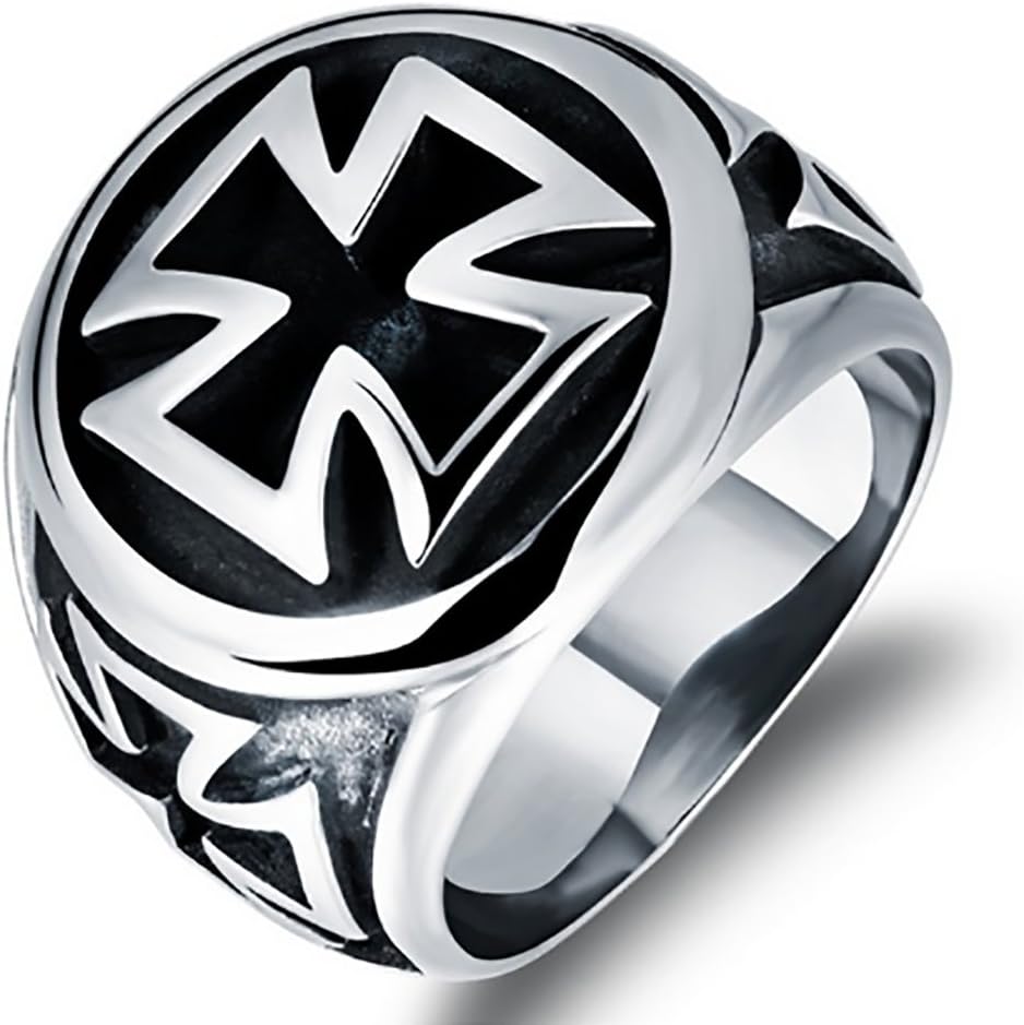 Sattaj cross Knights Templars ring men stainless steel unique jewelry exquisite men biker ring (9)