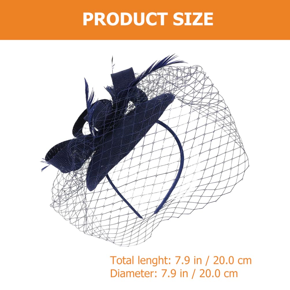 LALAFINA Cerchietto Fascinator in Rete Fiore Piumato, Blu Navy | Clip per Chioma Due Usi, Abs e Poliestere, Leggero per Feste e Matrimoni