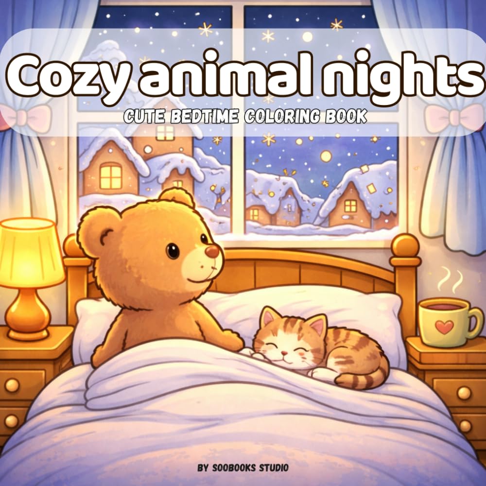 Cozy Animal Nights Coloring Book: Cute Bedtime Coloring Book for Relaxation - Cozy Animals, Peaceful Night Scenes, Stress Relief & Mindful Coloring