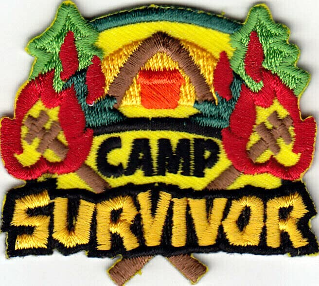 Camp Survivor Iron On Patch Scouts Cub Girl Boy Camping