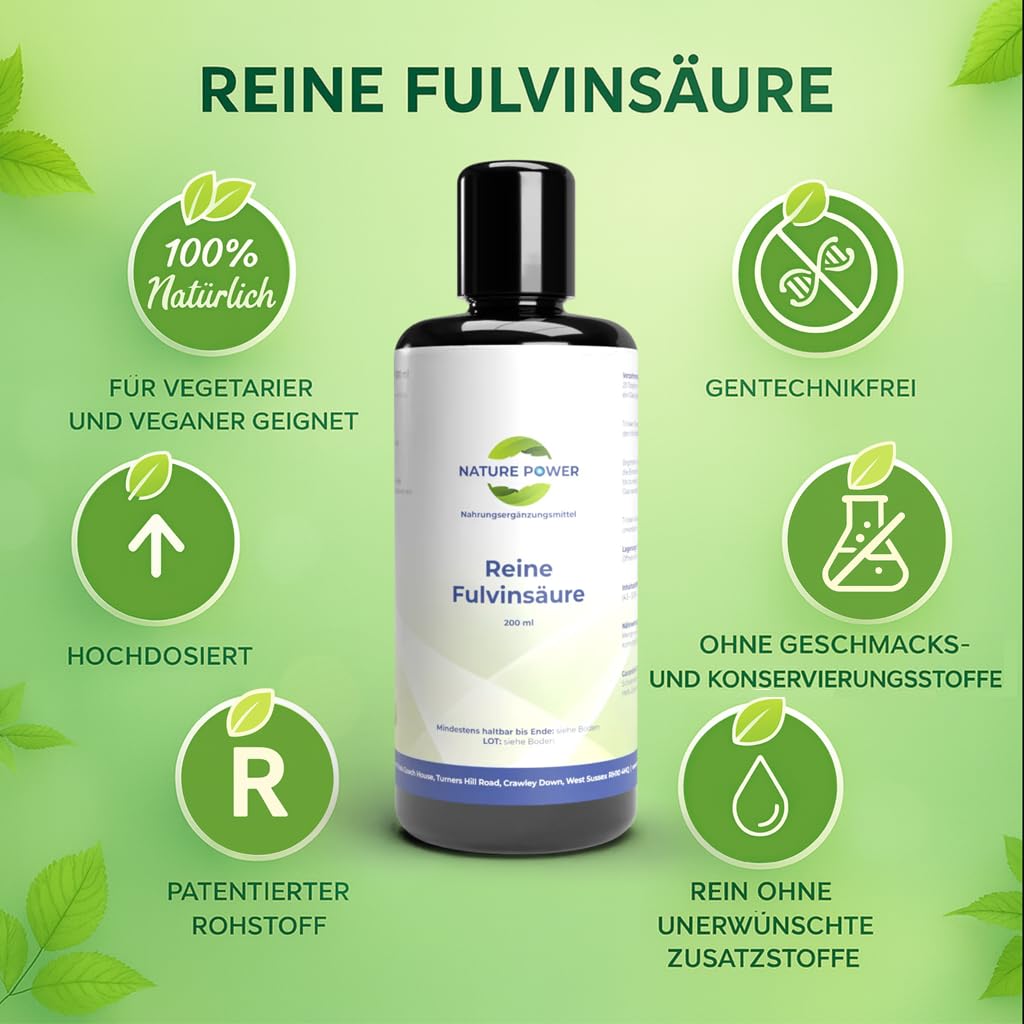 Nature Power Reine Fulvinsäure 200 ml – hochreine Trinklösung, 100% vegan & gentechnikfrei