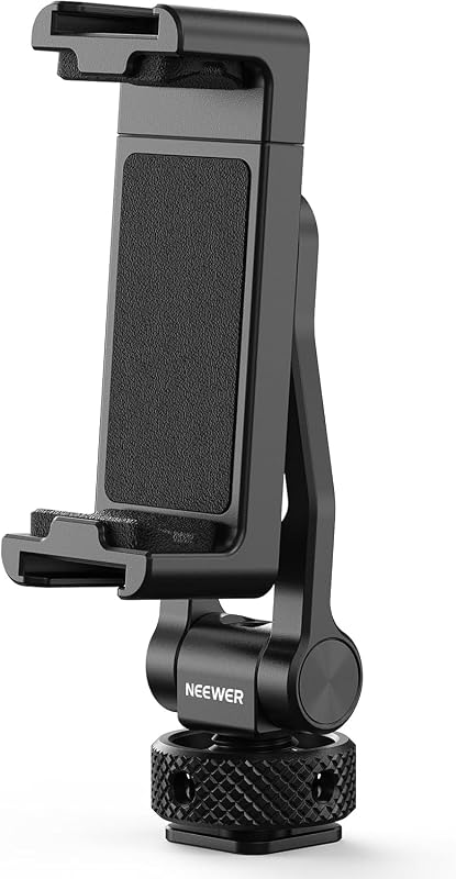 GA010 Soporte para trípode para teléfono, soporte de abrazadera ajustable para teléfono de 65 a 90 mm con rosca de 1/4", inclinación de 180°, giro de 360°, accesorios de zapata fría compatibles con iPhone 17 Pro Max Samsung S26 Ultra y más