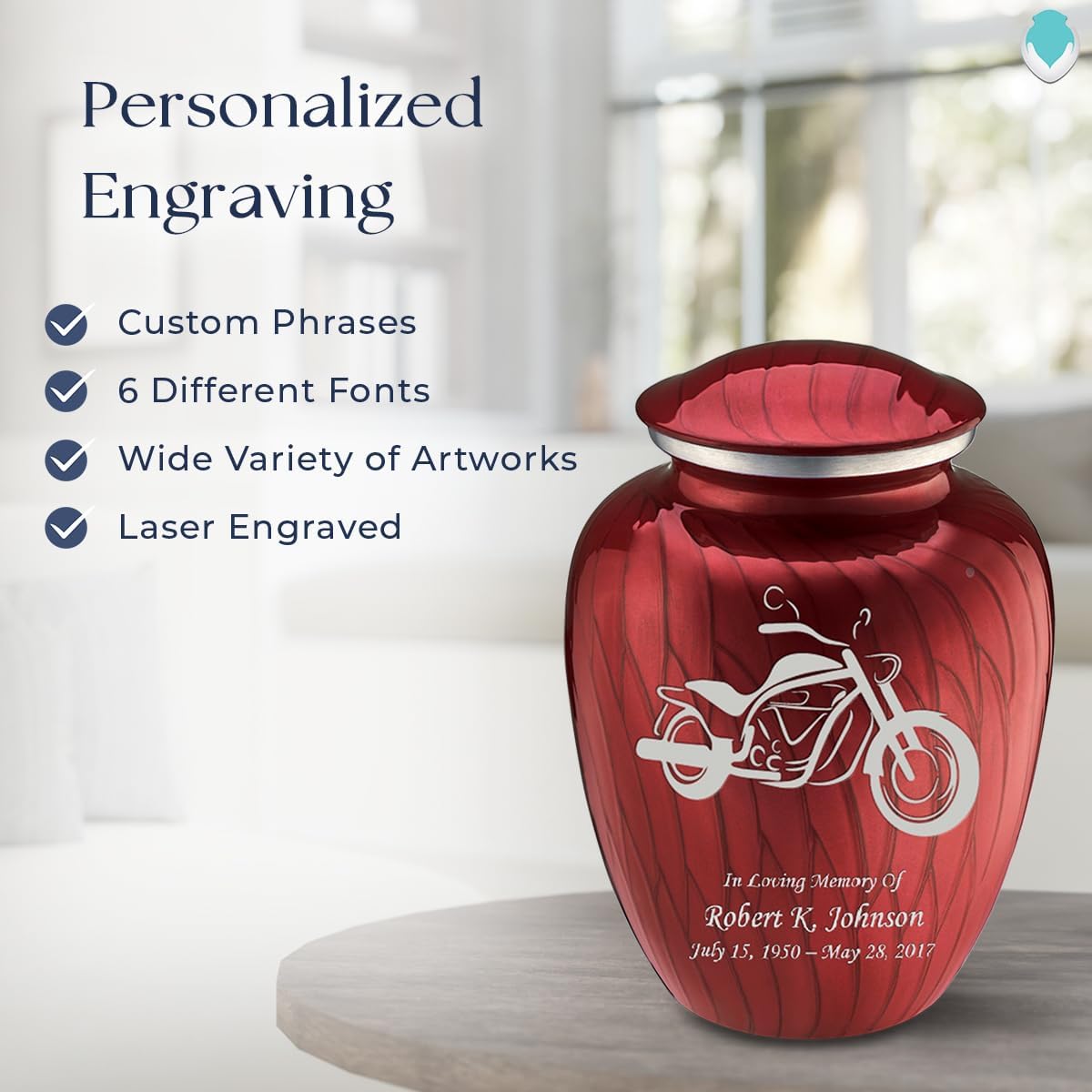 Geturns - Adult Personalized Motorcycle Cremation Urns for Human Ashes I Large Pearl Candy Red Funeral Urn for Men and Women I 200 lbs
