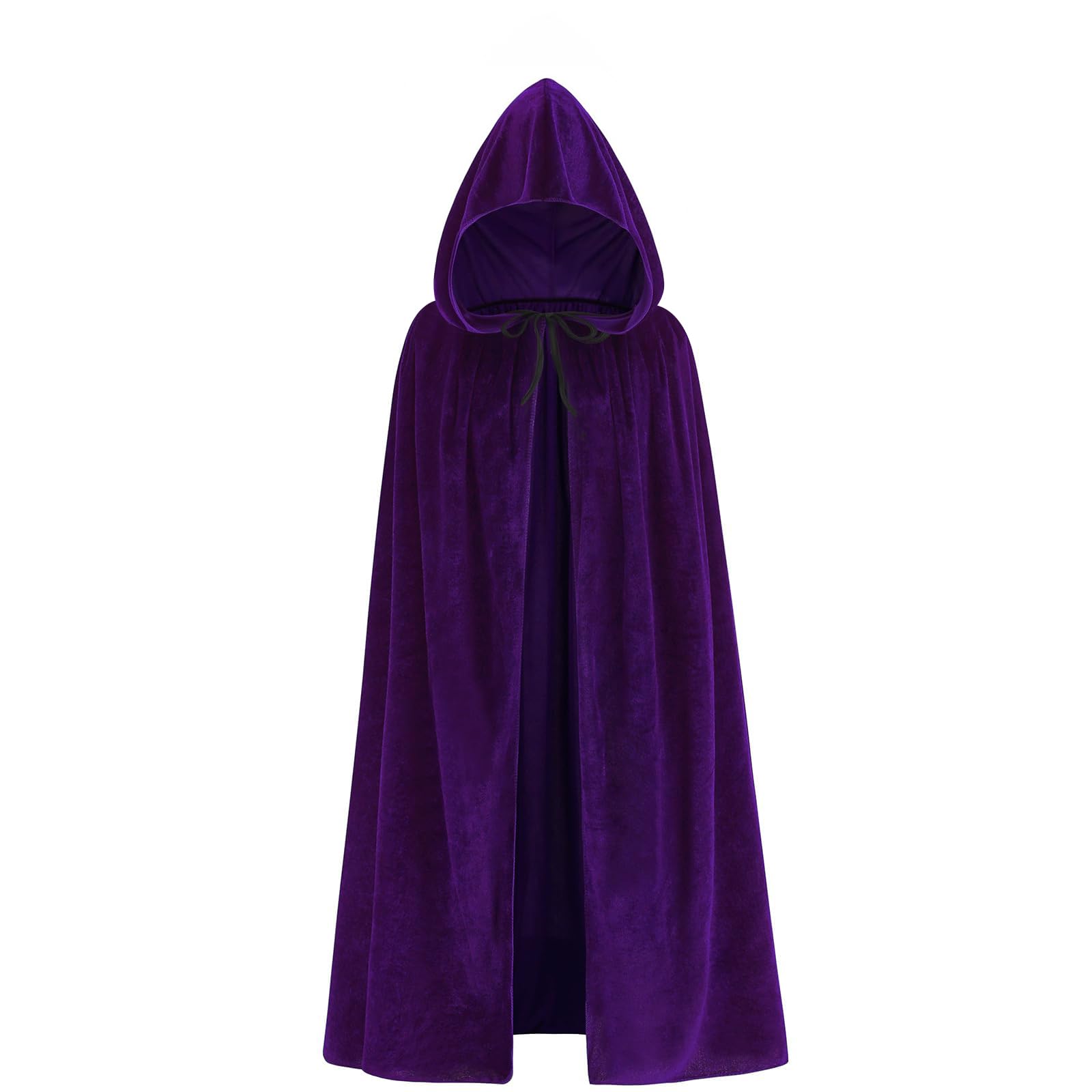 ODOCARE 67Inch Velvet Cloak with Hood for Men & Women, Hooded Cape Cloak Unisex Halloween Witch Vampire Wizard Raven Cosplay Costume(Purple,XL) 67 inch Purple