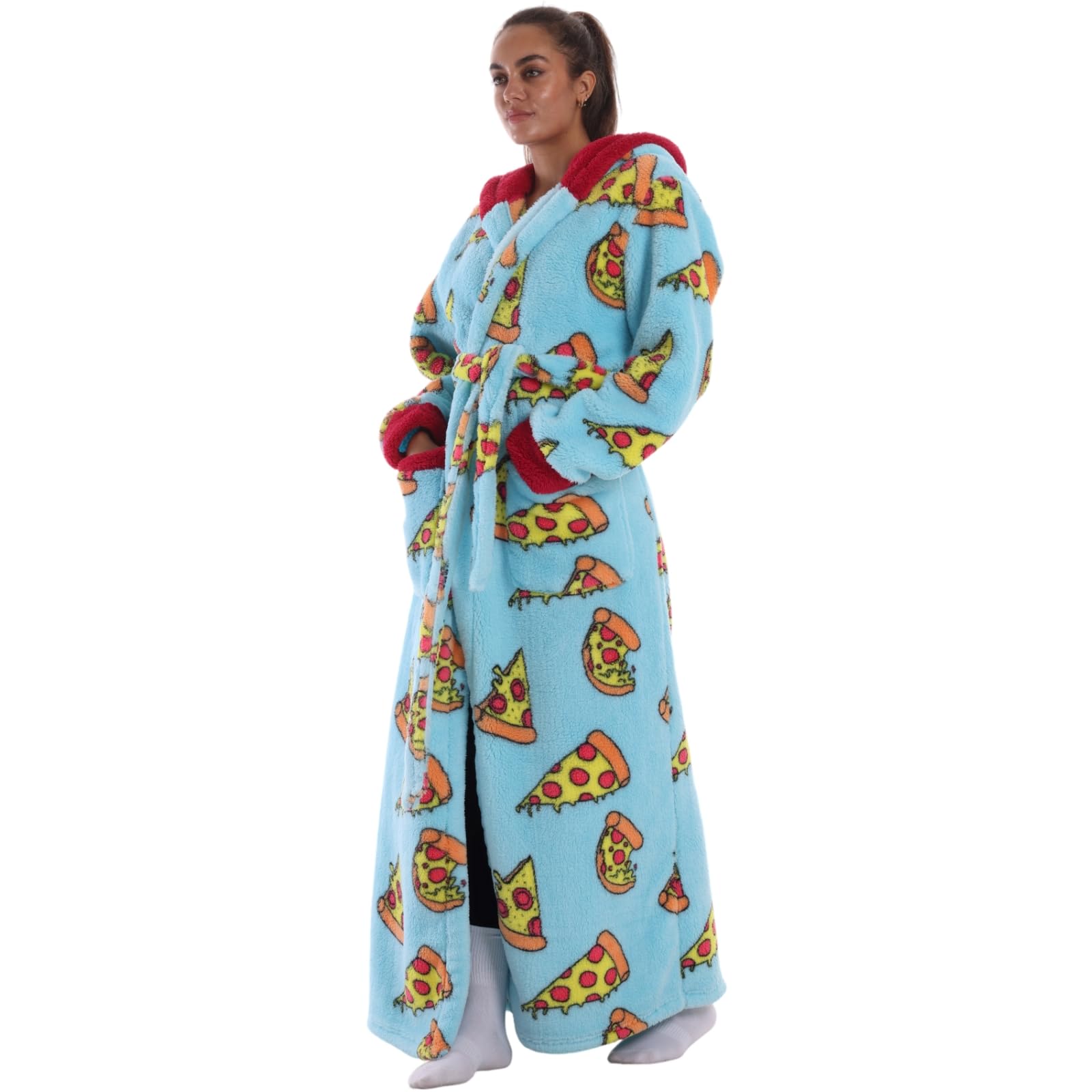 Surwin Albornoz Ducha Microfibra Mujer Hombre, Albornoz Largo con Cinturón Unisex Bata de Casa Invierno Talla Grande Bata de Baño Cálido Invierno para Adulto