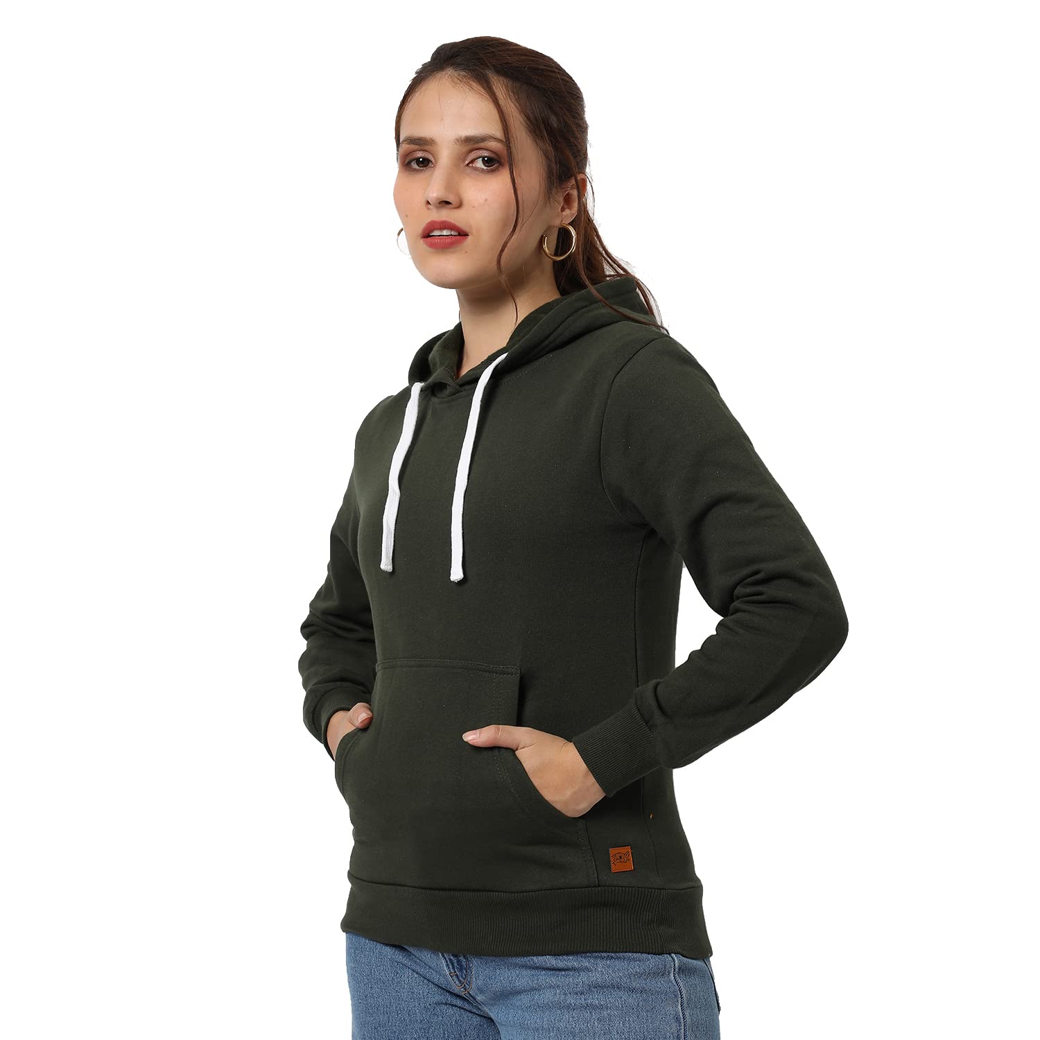 Campus Sutra Women's Regular Fit Sweatshirt with Hoodie for Casual Wear | Structured Sweatshirt with Premium Fabric, Comfort Fit and High-Performance for Everyday Wear in neutral