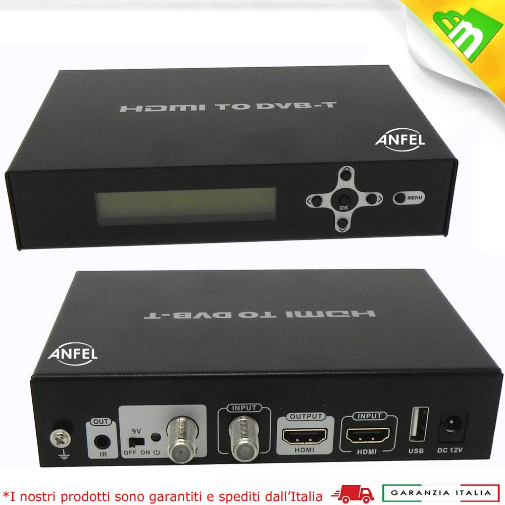 Modulatore Video HDMI DVB-T DVB-T2 FULL-HD Uscita RF Digitale Terrestre con Ingresso Passante per Sky e Telecamere 1080i/P