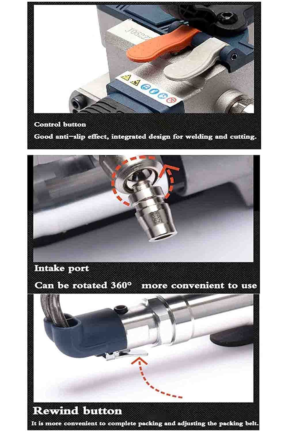 Pneumatisches Umreifungsgerät, handgeführte Umreifungsmaschine, maximale Spannung 3500 N, beheizte Umreifungsmaschine, für Industrieverpackungen