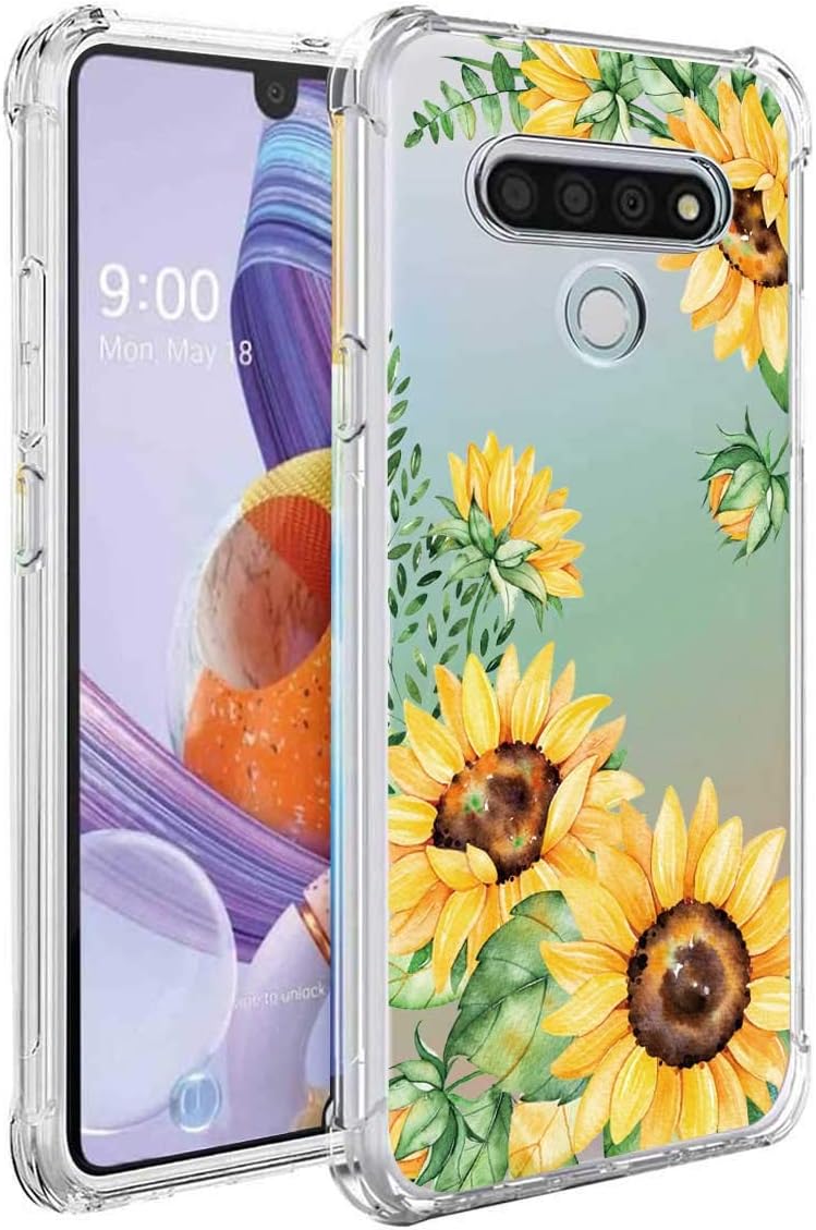 Leychan for LG Stylo 6 case,LG K71 case, Slim Flexible TPU for Girls Women Airbag Bumper Shock Absorption Rubber Soft Silicone Case Cover Fit for LG Stylo 6 (Sunflower/Yellow)