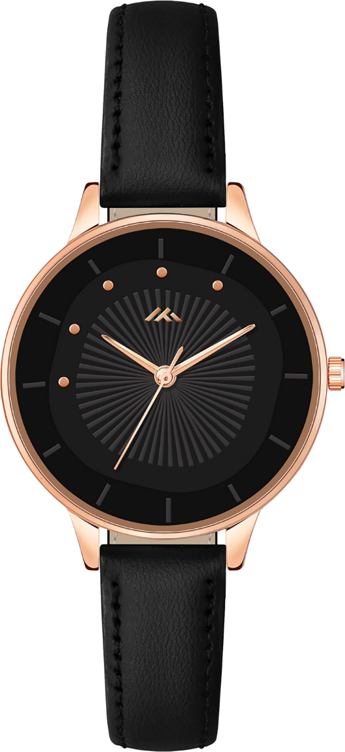 ZEBROX® Black Color Analog Quartz Movement Womens Wrist Watch Leather Strap, Rose Gold Case, Round Dial (Black) (B0DBVWYL95) Amazon Price History, Amazon Price Tracker