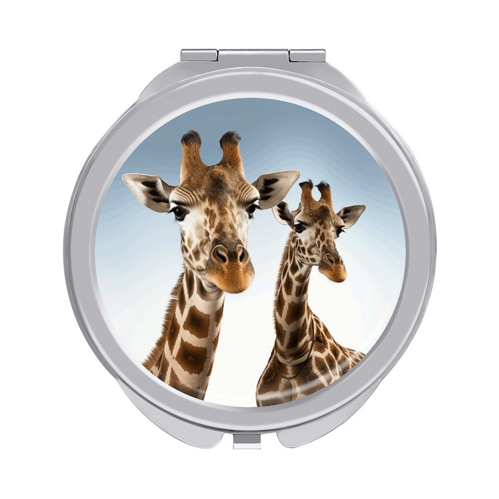 Fekiloot Style Necks Of Giraffe Travel Makeup Mirror Handheld Compact Mirror Portable Pocket Mirror Double-Sided 1X/2X Magnifying For Handbag And Purses