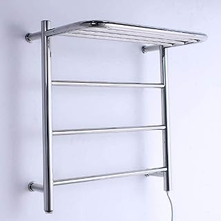 FWZJ Porte-Serviettes Chauffant électrique, Porte-Serviettes de Bain Mural, Porte-Serviettes Chauffant avec 7 Barres, radiateur à Serviettes thermostatique intégré en Acier Inoxydable p