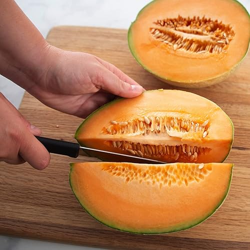 Miniatura 7 de RADA Cuchillo rebanador de cubiertos (W207), hoja de tierra hueca de acero inoxidable de 7 pulgadas, fabricado en Estados Unidos, mango negro,