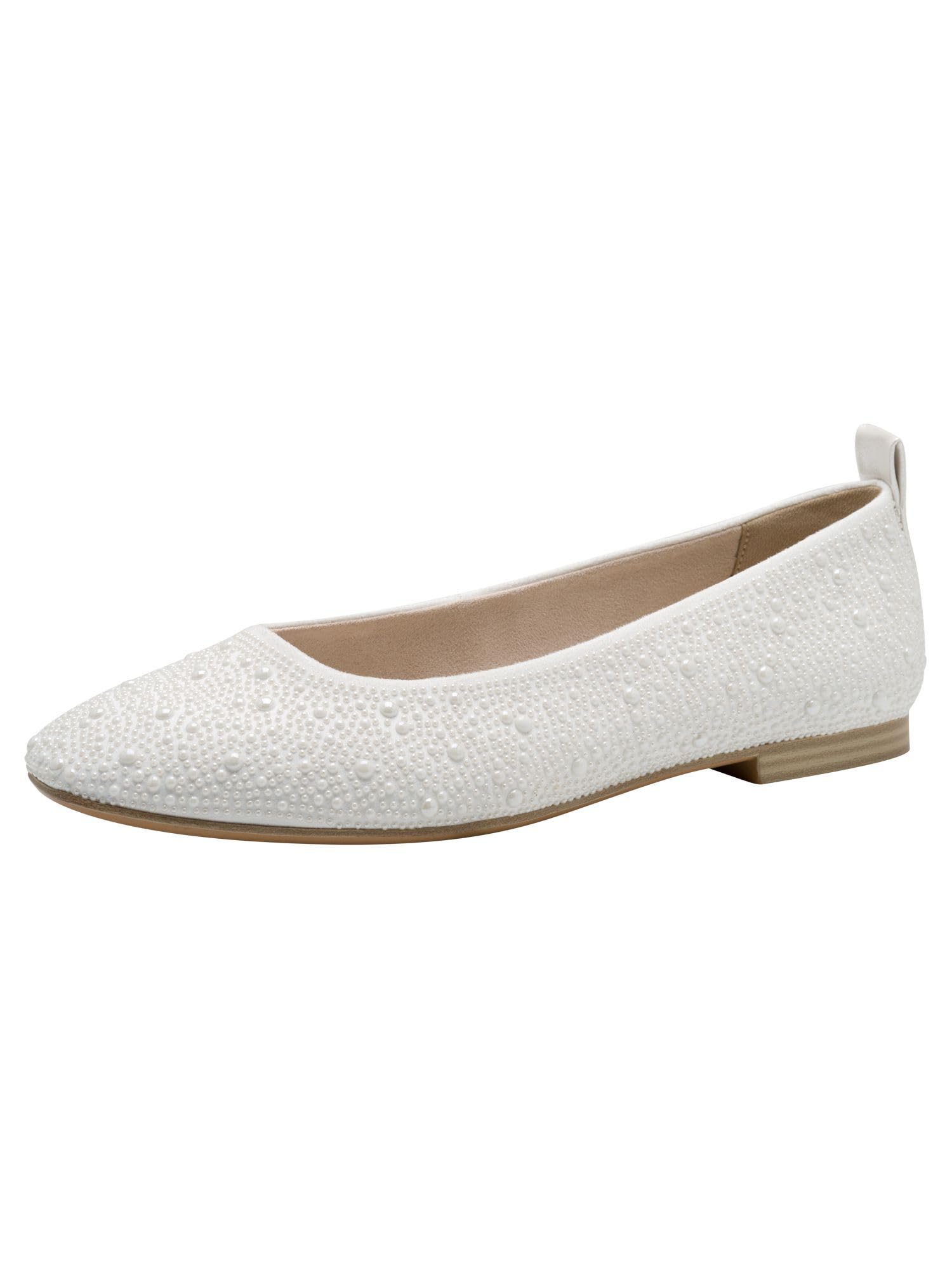 Tamaris Ballerina Women's Vegan Elegant, Pearl, 3.5 UK