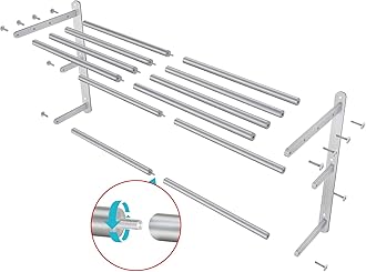 VOTZAAQ Towel Racks for Bathroom, 24 in Towel Shelf with Double Towel Bar, Stainless Steel Towel Storage for Lavatory Wall Mounted, 3-Tier Towel Hanger Towel Holder, Brushed Nickel