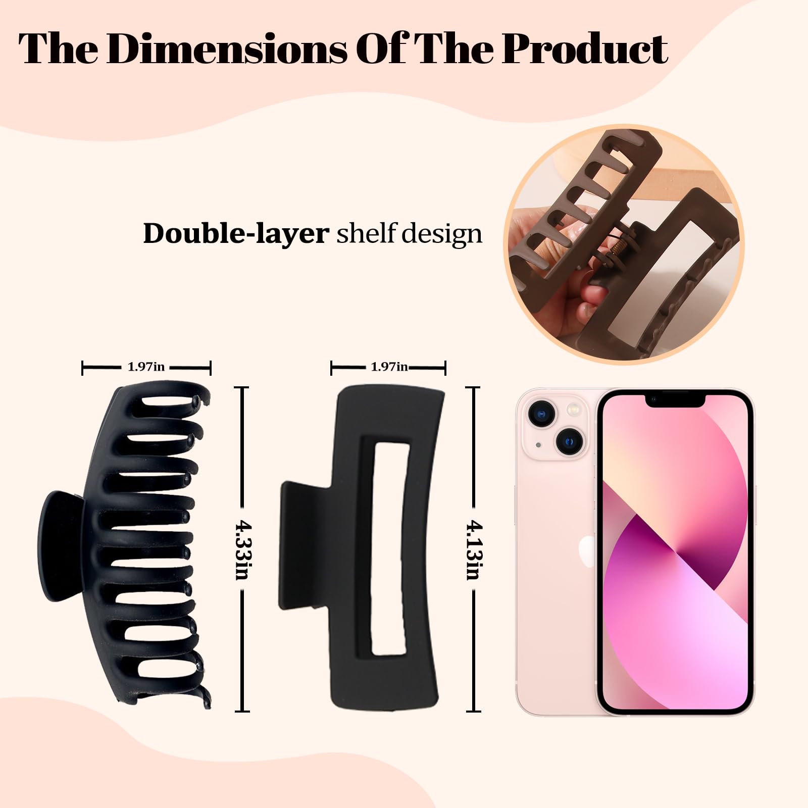 VivaSmile 8 PCS Hair Clips for Women Large Hair Claw Clips, 4.3 Inch Matte Strong Hold Clips - Image 3