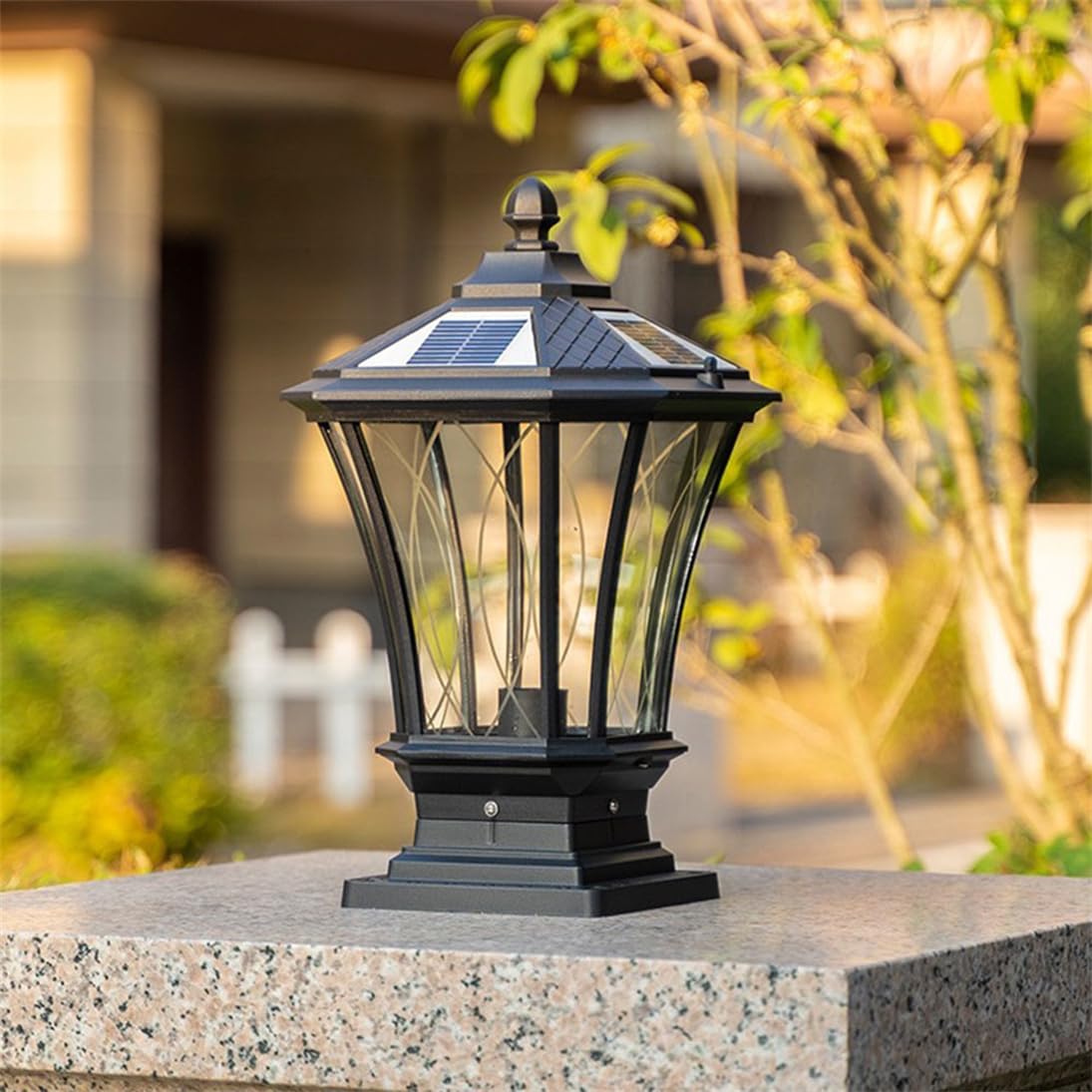 Lampada A Colonna Nera, Lampadina LED 3000K Con Sensore Crepuscolare