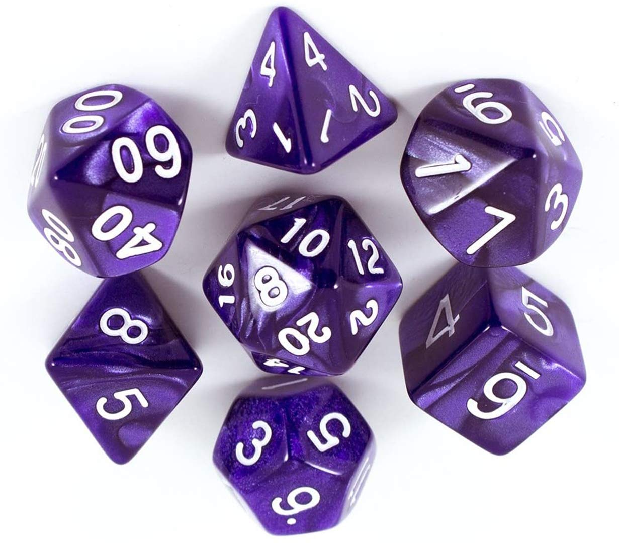 Bobozhong Purple Polyhedral Dice,7Pcs Layered Polyhedral D&D Dice,For Dungeons And Dragons Rpg Mtg Table Games(Purple)