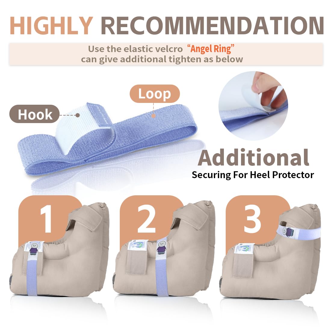 EZ Assistive Protectores de talón para úlceras por presión, cojín cómodo para pacientes postrados en cama, elimina las llagas de cama, almohadilla para botines para aliviar el dolor de úlceras