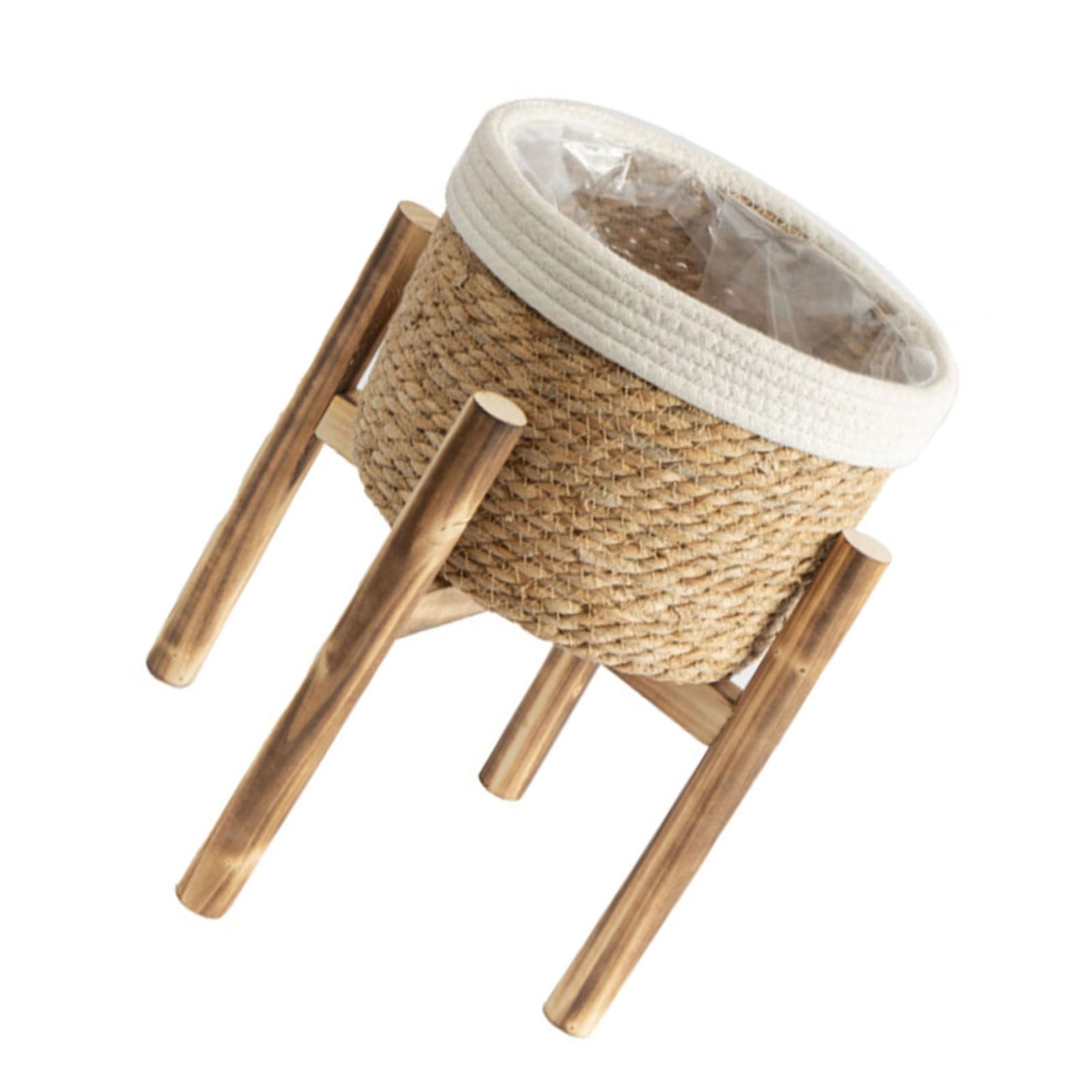 WZTHLF Cesto Portavasi In Paglia Intrecciata A Mano – Decorazione Naturale Per Interni (Marrone, Medio 30x26 Cm) - 2