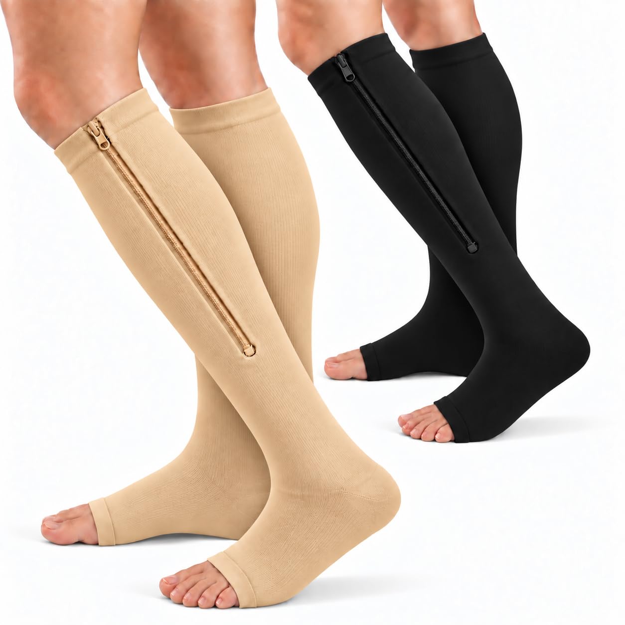 bropite Zipper Open Toe Compression Socks For Women &amp; Men